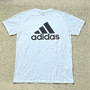 Adidas Men's Golf White Tee with Black Logo 100% Cotton